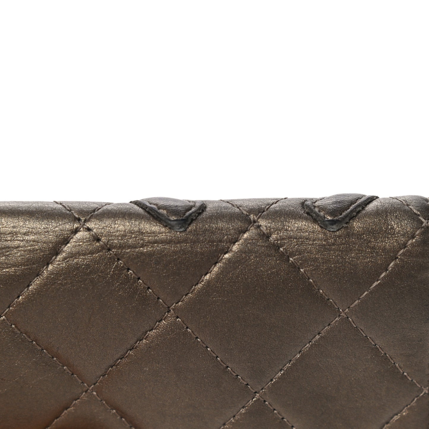 Metallic Calfskin Quilted Cambon Key Holder Case Bronze
