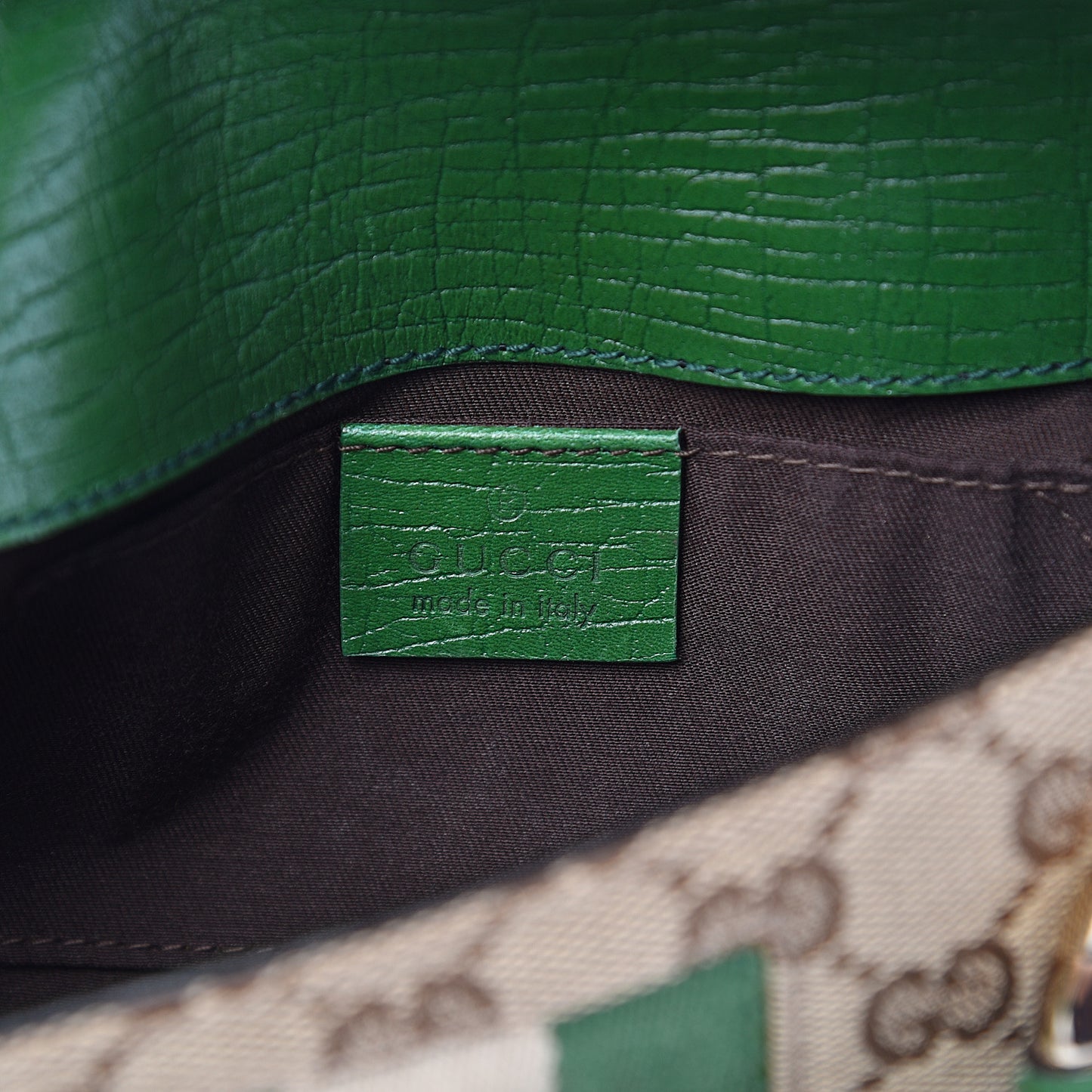 Monogram Web Small Horsebit Chain Clutch Green