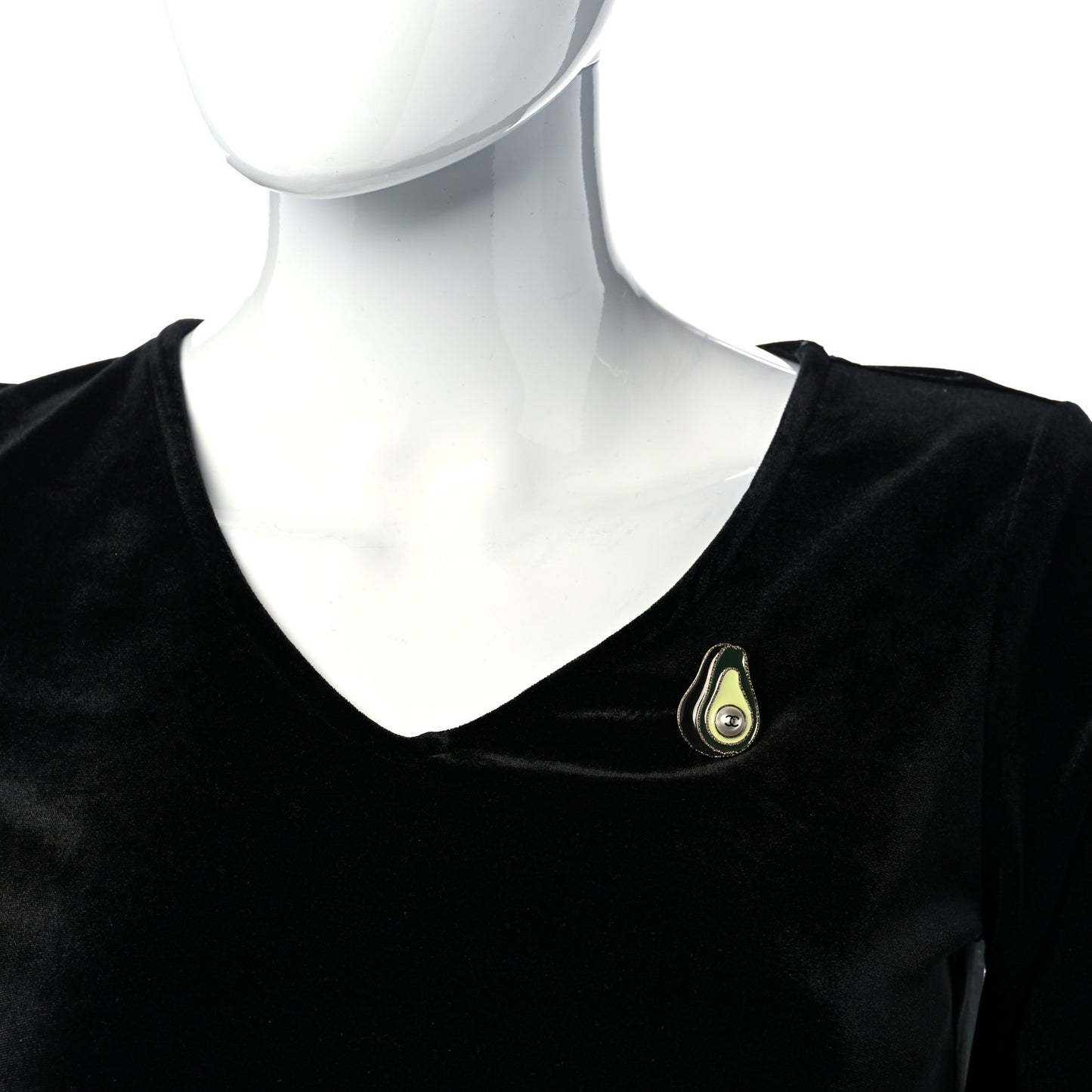 Resin Pearl CC Avocado Brooch Green Light Gold