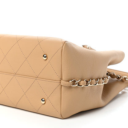 Chanel Bullskin Stitched Medium Shopping Bag Beige 9 of 10