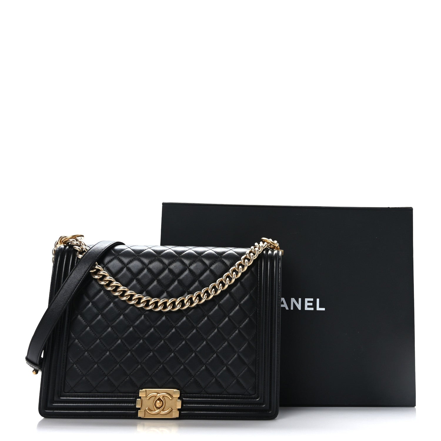 Chanel Lambskin Quilted Large Boy Flap Black 11 of 11