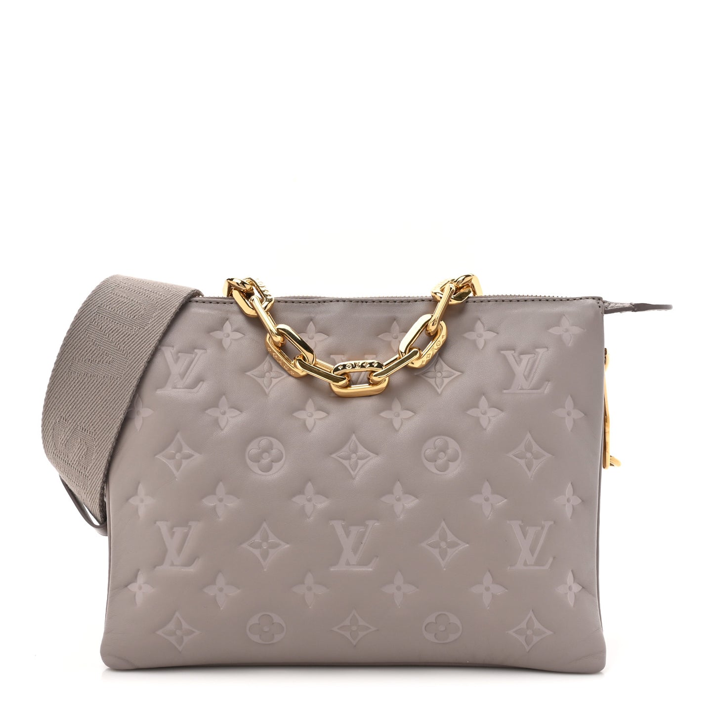 Lambskin Embossed Monogram Coussin PM Gris
