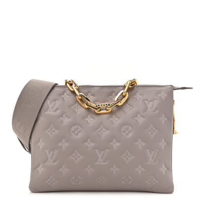 Louis Vuitton Lambskin Embossed Monogram Coussin PM Gris 1 of 13