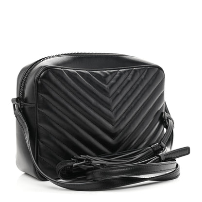 Saint Laurent Calfskin Matelasse Monogram Monochrome Lou Camera Bag Black 3 of 12