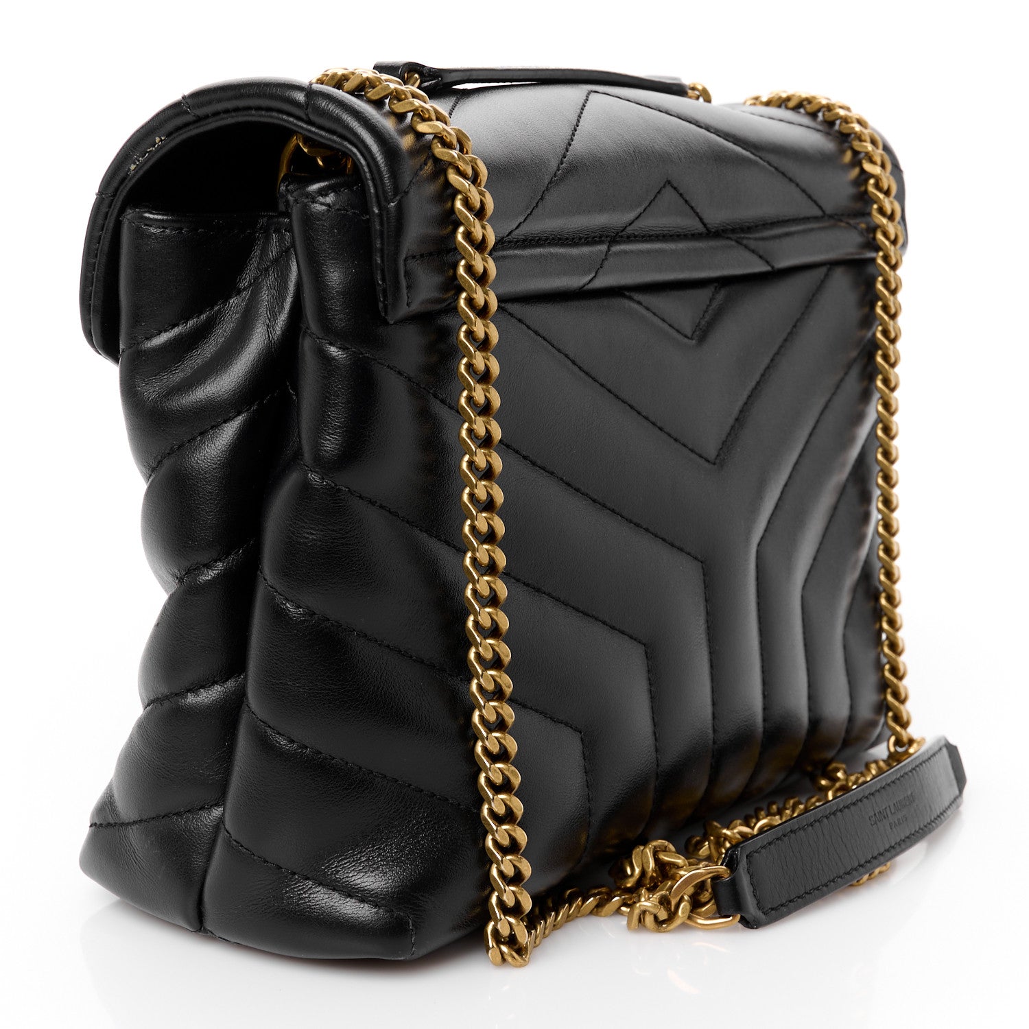 Saint Laurent Calfskin Y Quilted Monogram Small Loulou Chain Satchel Black 3 of 12