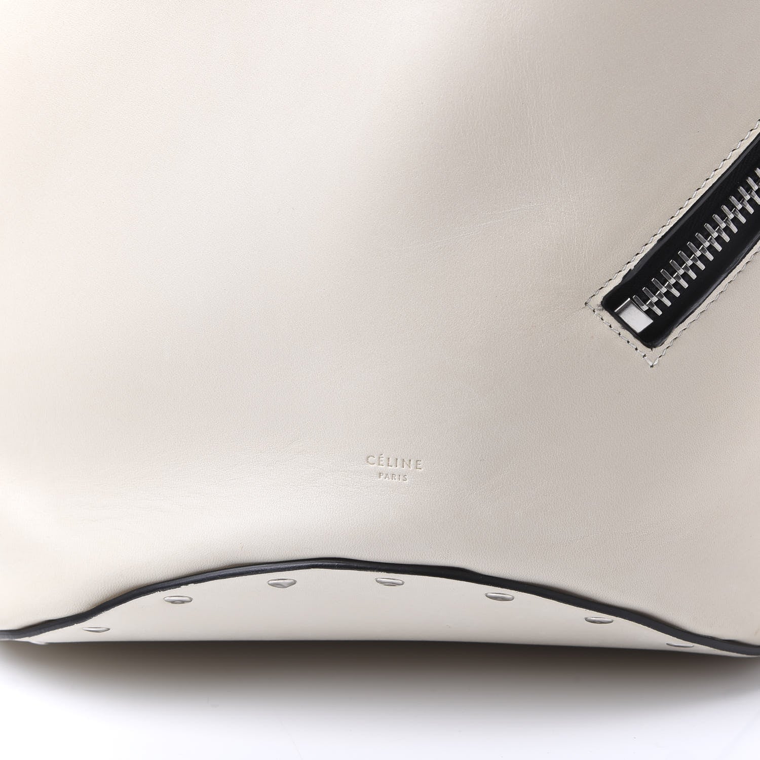 Celine Natural Calfskin Biker Bucket Shoulder Bag White 6 of 8