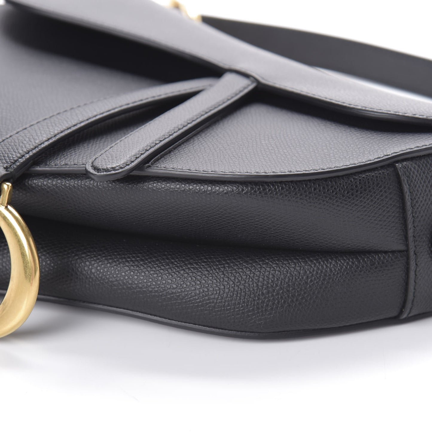 Grained Calfskin Saddle Bag Black