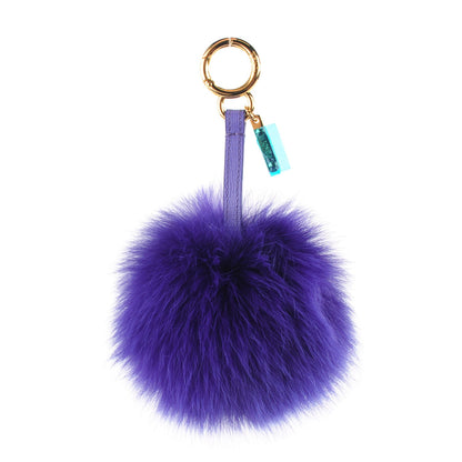 Fendi Fox Fur Vitello Elite Pom Pom Bag Charm Viola Cassis 1 of 5