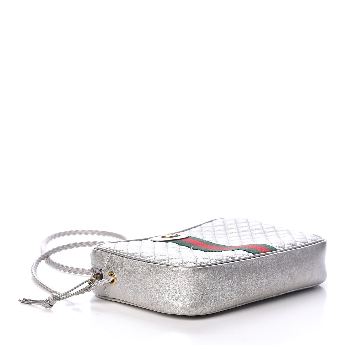 Laminated Nappa Web Trapuntata Small GG Shoulder Bag Argento