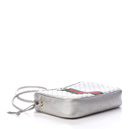Gucci Laminated Nappa Web Trapuntata Small GG Shoulder Bag Argento 4 of 9