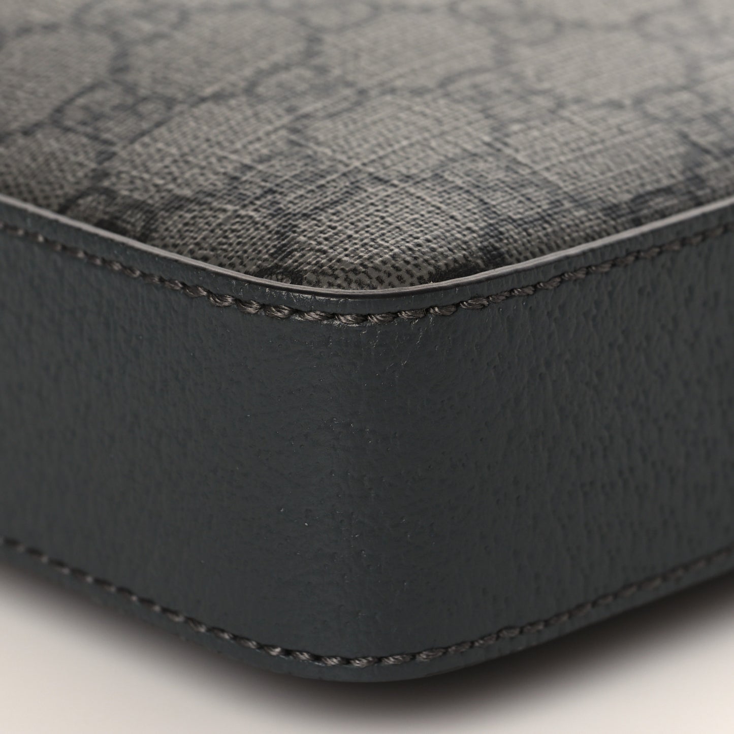 GG Supreme Monogram Textured Dollar Calfskin Web Ophidia Wristlet Shoulder Bag Grey Black Graphite Grey