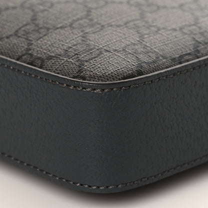 Gucci GG Supreme Monogram Textured Dollar Calfskin Web Ophidia Wristlet Shoulder Bag Grey Black Graphite Grey 7 of 7