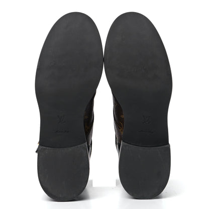 Louis Vuitton Calfskin Monogram Wonderland Flat Ranger Boots 40 Black 7 of 10
