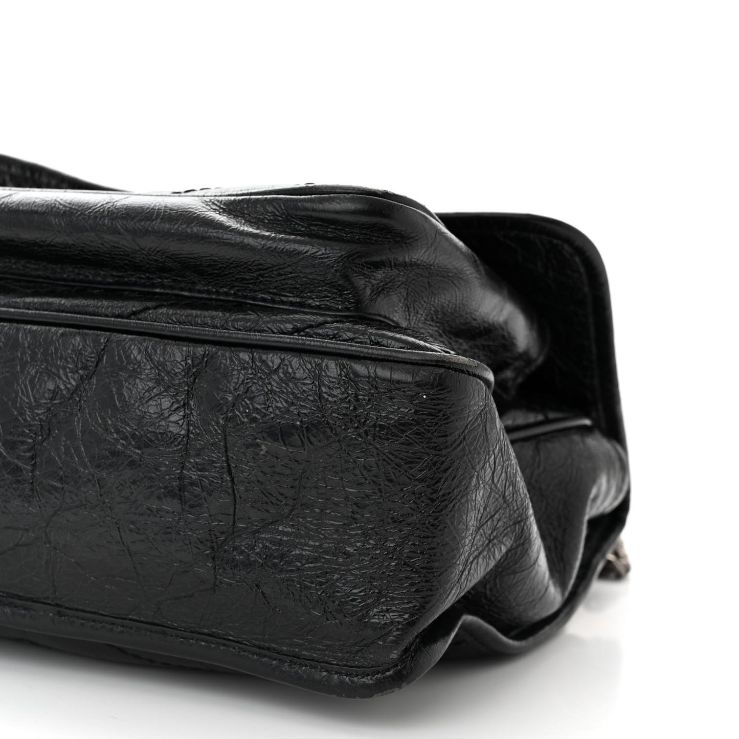 Crinkled Calfskin Matelasse Monogram Medium Niki Chain Satchel Black