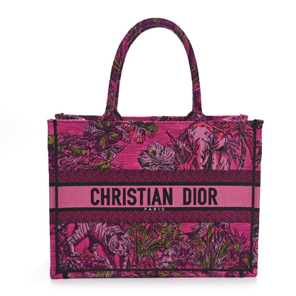 Christian Dior Canvas Embroidered Medium Toile de Jouy Voyage Book Tote Fuchsia Multicolor 1 of 9