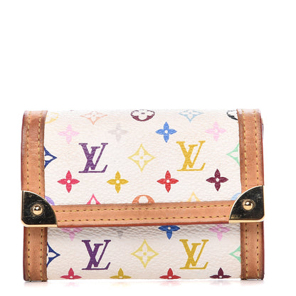 Louis Vuitton Monogram Multicolor Porte-Monnaie Plat Coin Purse White 1 of 9