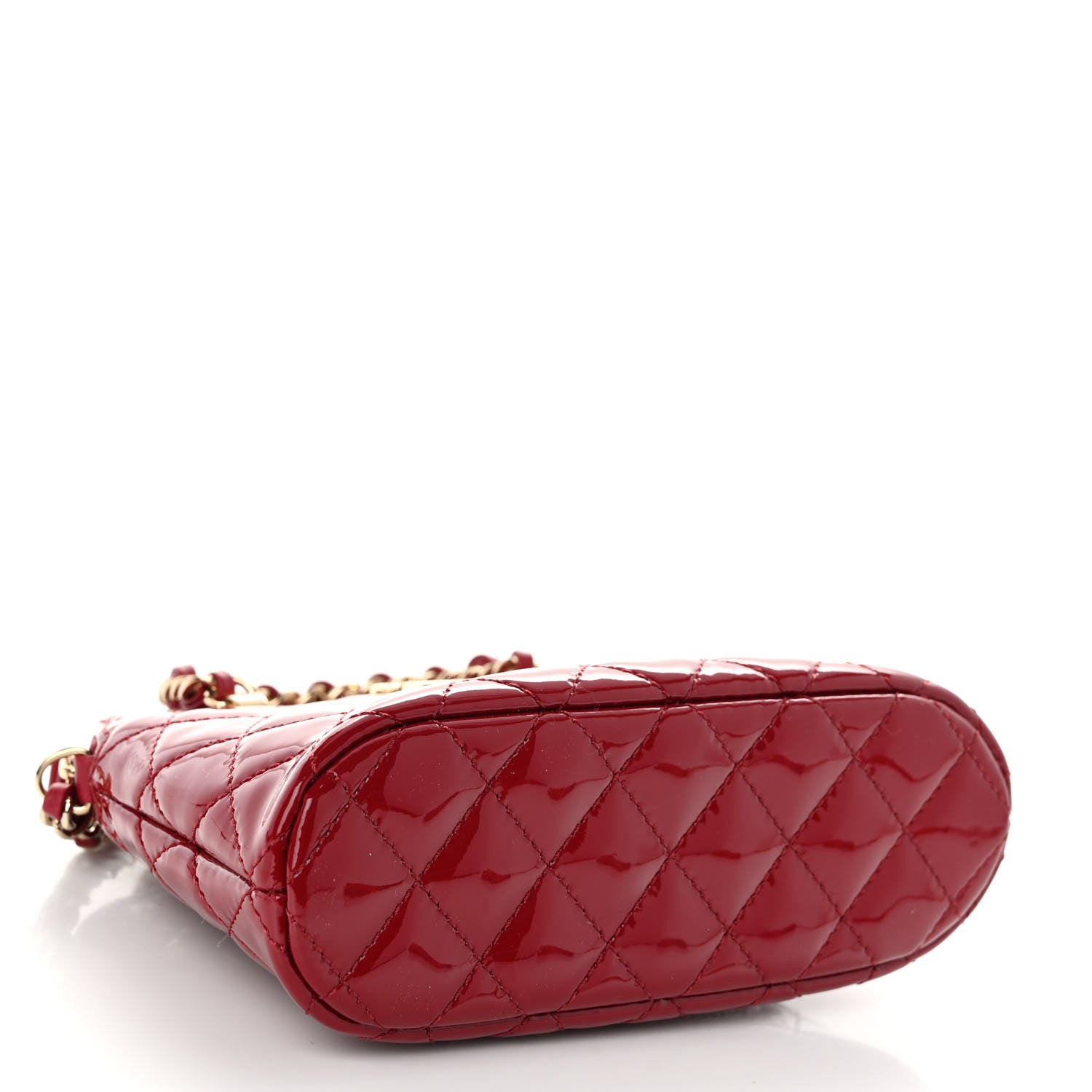 Chanel Patent Calfskin Quilted Shiny Coco Clutch With Chain Red 4 of 10