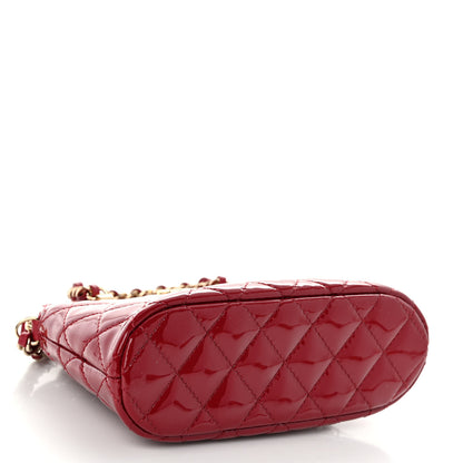 Chanel Patent Calfskin Quilted Shiny Coco Clutch With Chain Red 4 of 10