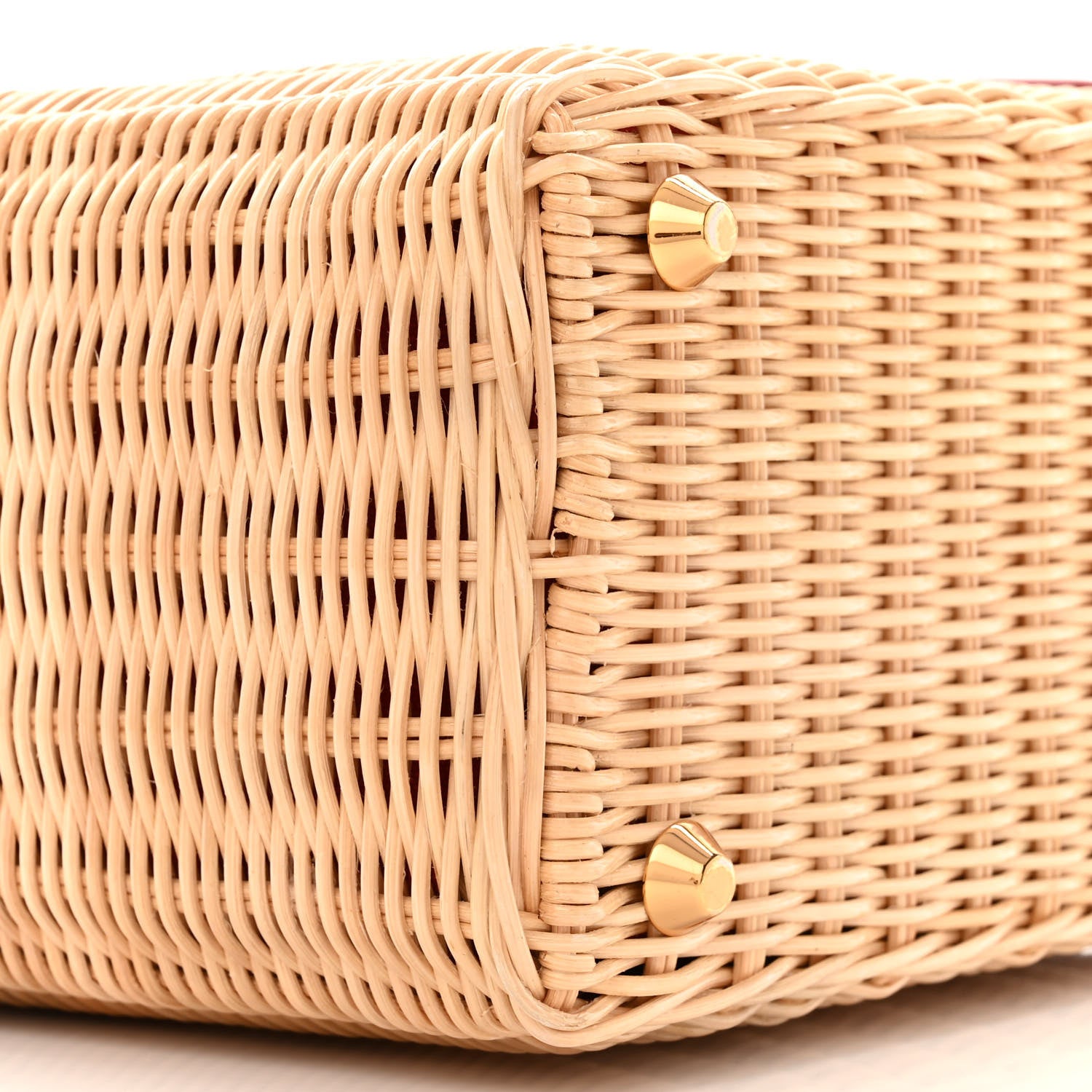 Prada Wicker Canvas Tote Naturale Red 9 of 12