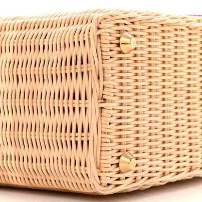 Prada Wicker Canvas Tote Naturale Red 9 of 12