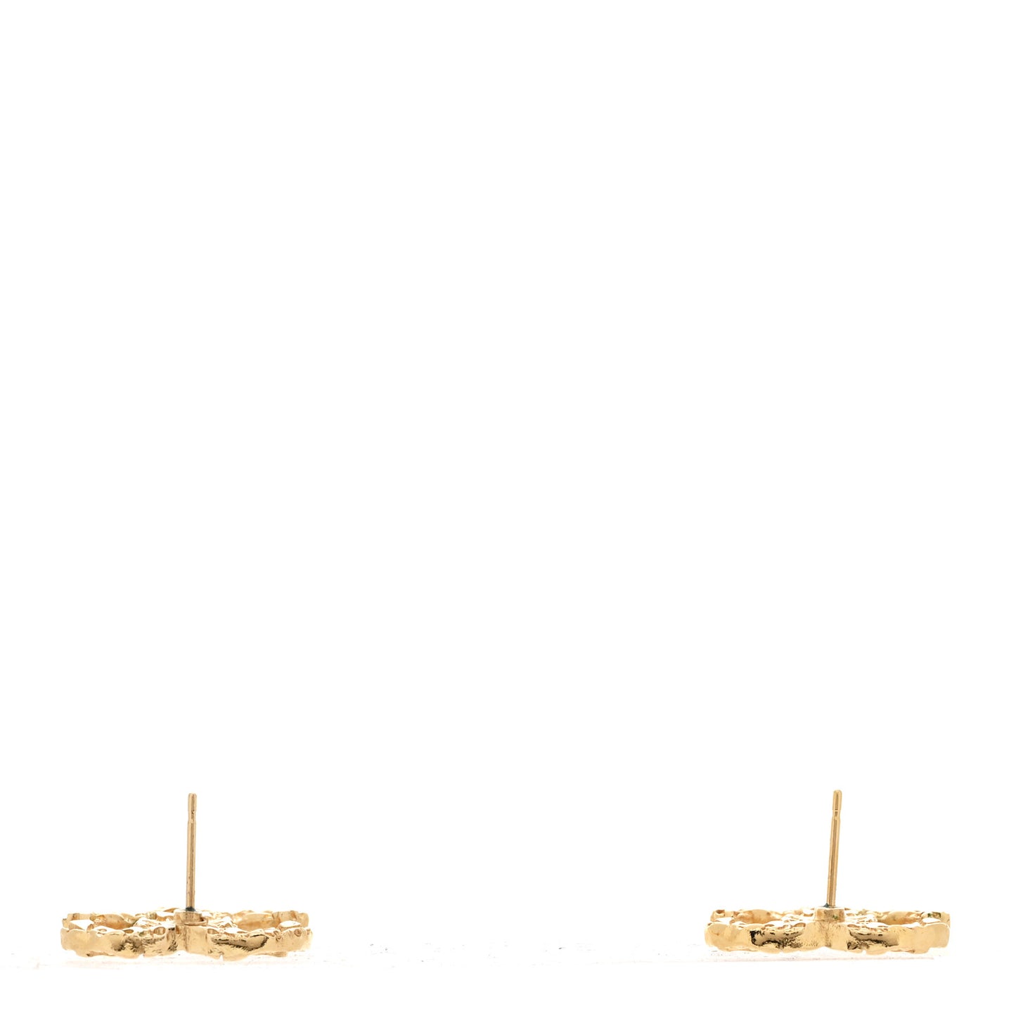 Metal Textured CC Earrings Gold