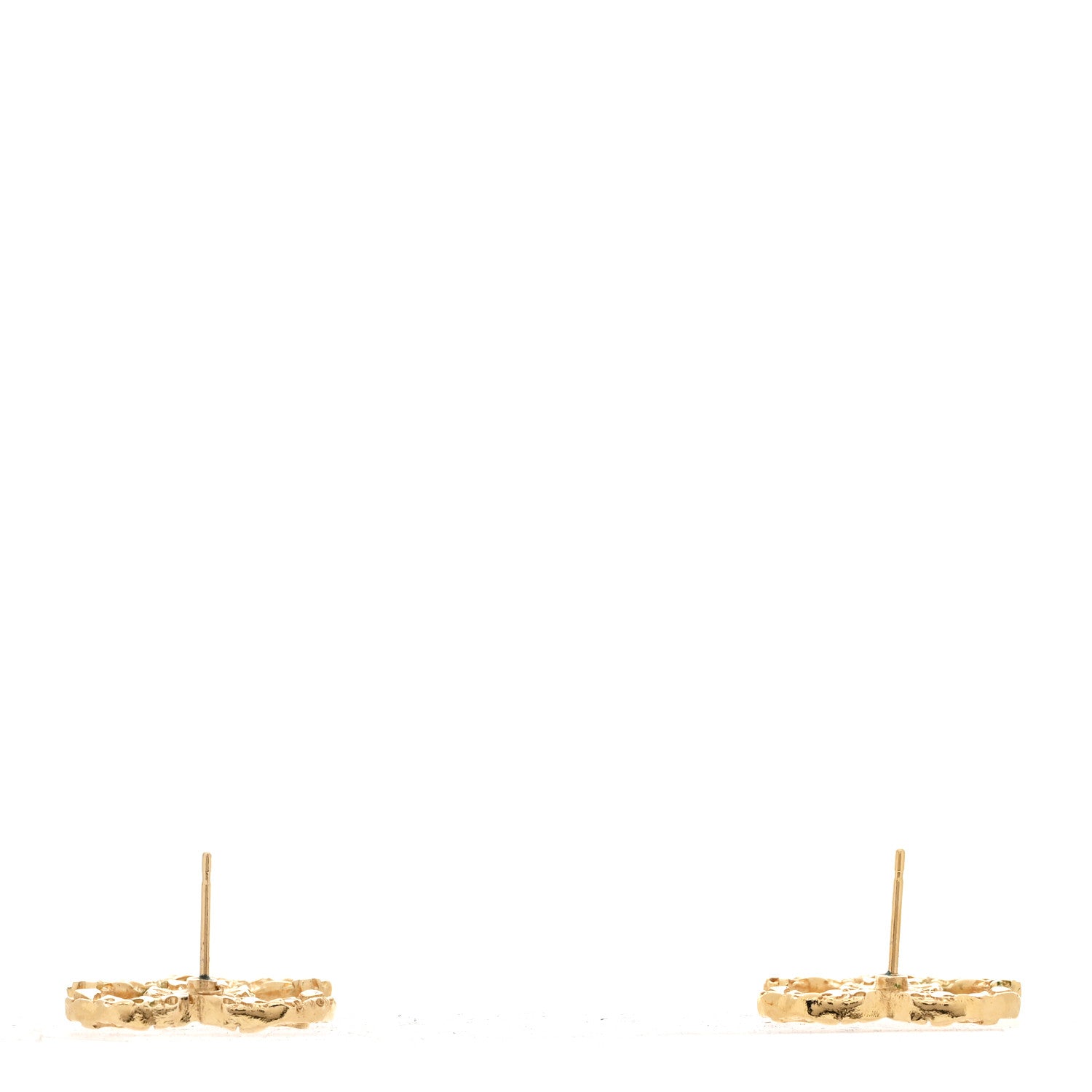 Chanel Metal Textured CC Earrings Gold 3 of 5