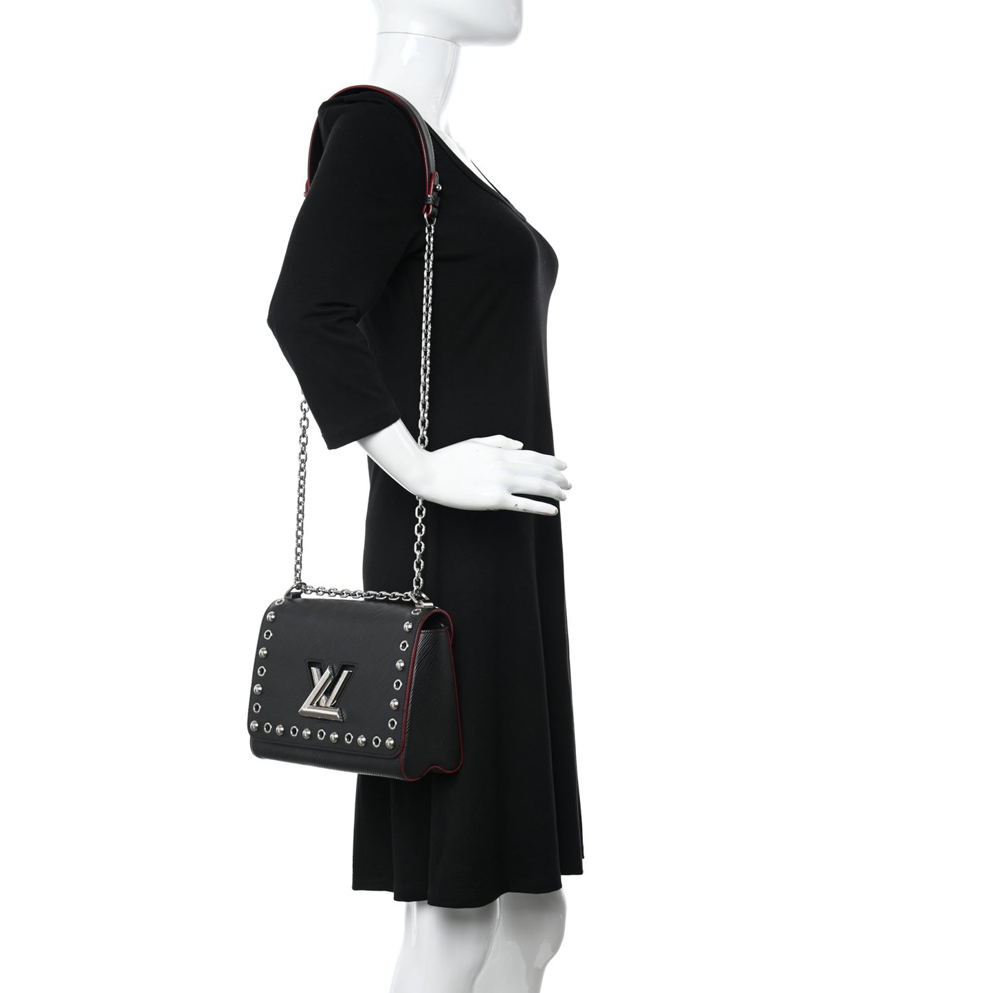 Epi Studded Twist Shoulder Bag MM Black