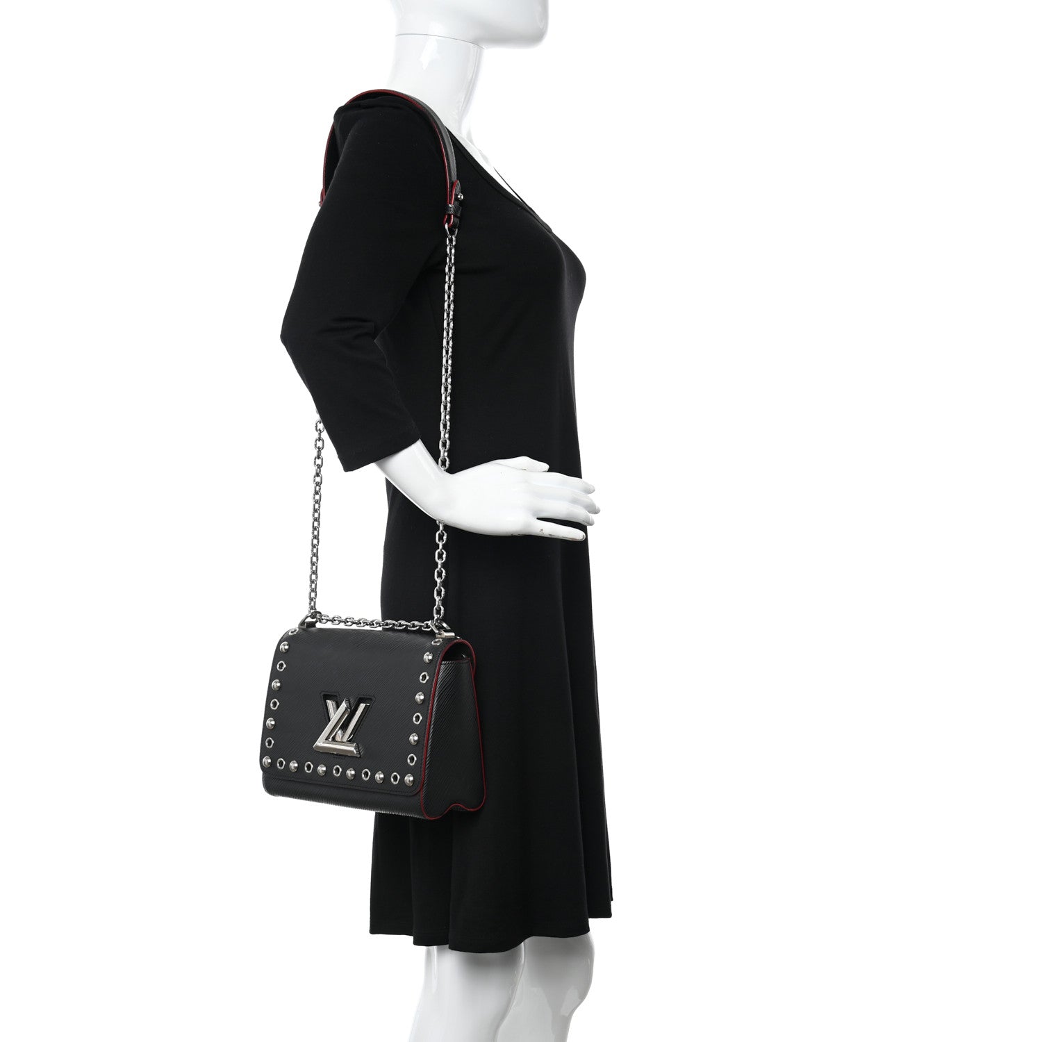 Louis Vuitton Epi Studded Twist Shoulder Bag MM Black 2 of 10