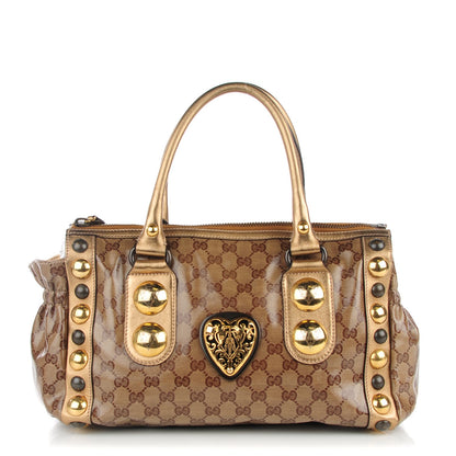 Gucci Crystal Monogram Babouska Tote Gold 1 of 7