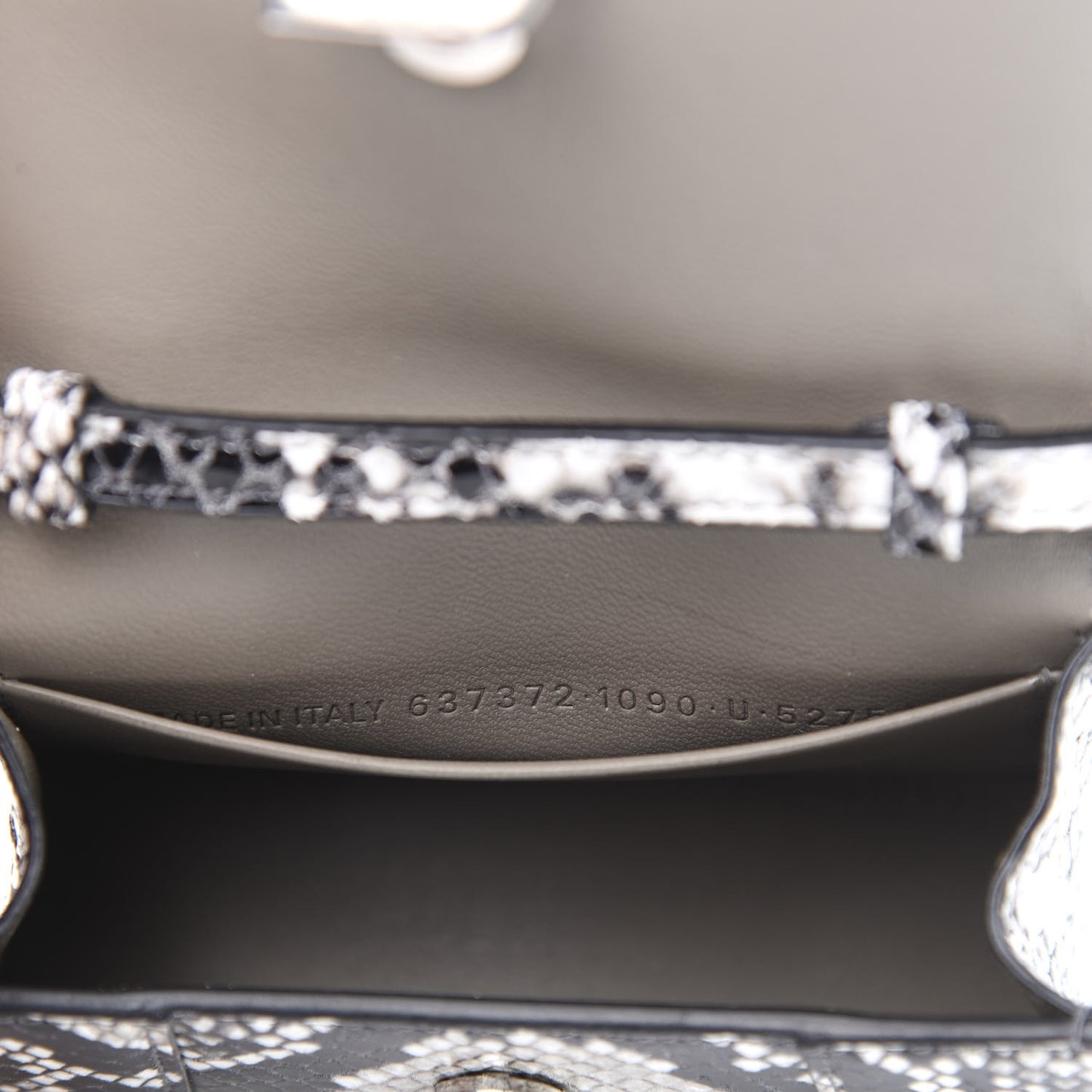Shiny Calfskin Python Effect Hourglass Top Handle Bag Mini Black White