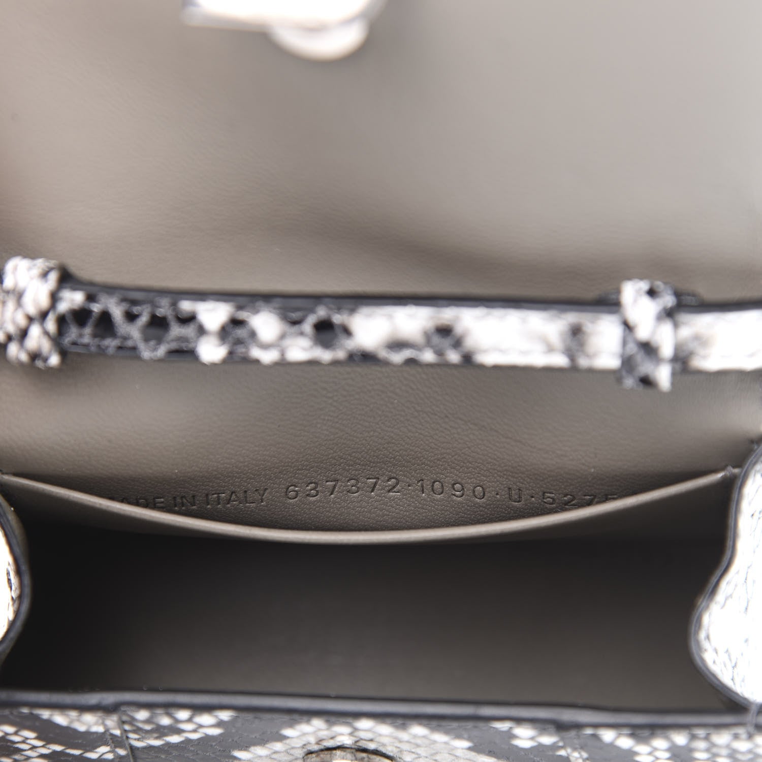 Balenciaga Shiny Calfskin Python Effect Hourglass Top Handle Bag Mini Black White 6 of 10