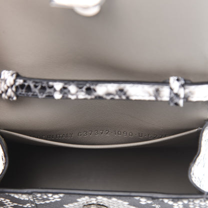 Balenciaga Shiny Calfskin Python Effect Hourglass Top Handle Bag Mini Black White 6 of 10