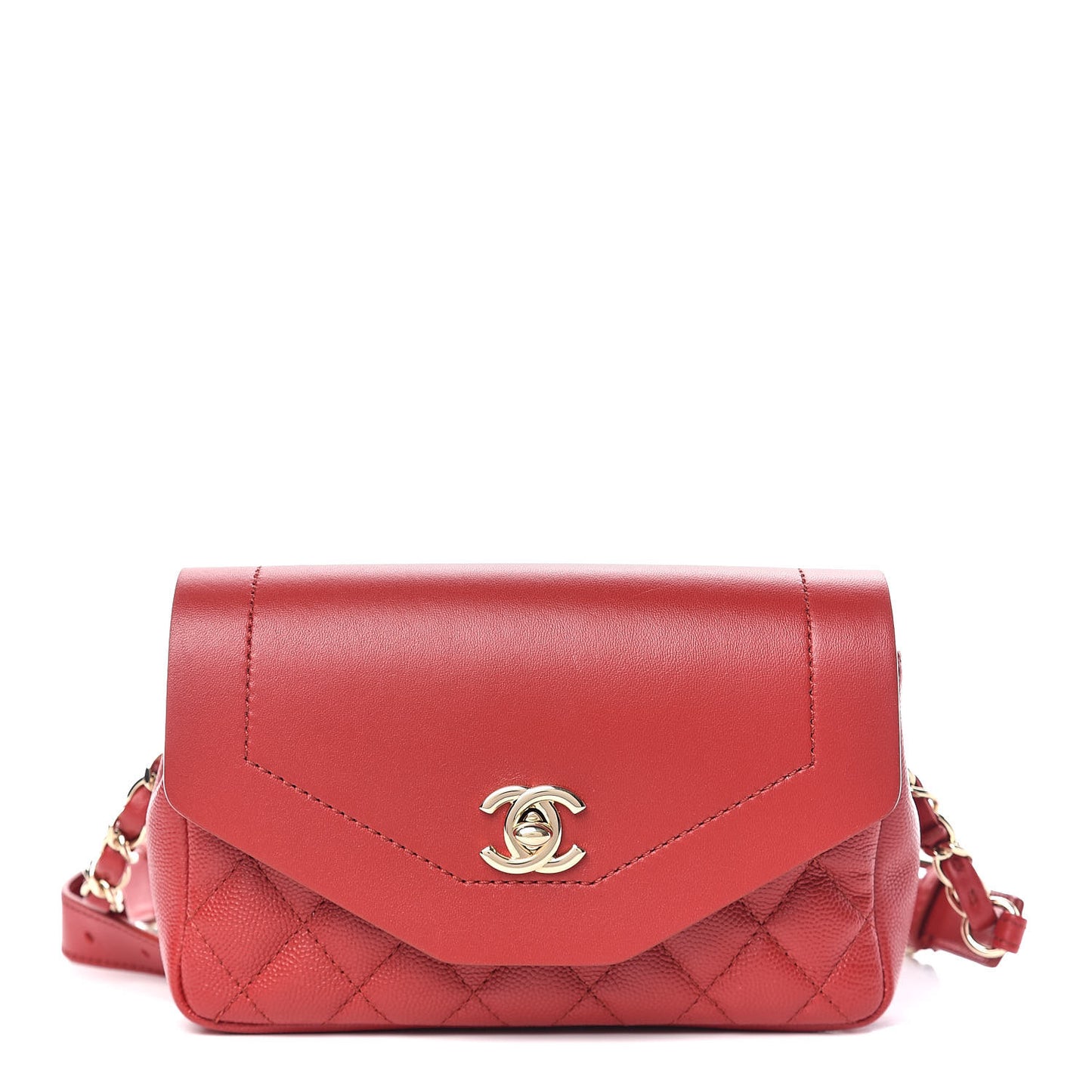 Caviar Quilted Flap Waist Bag Red