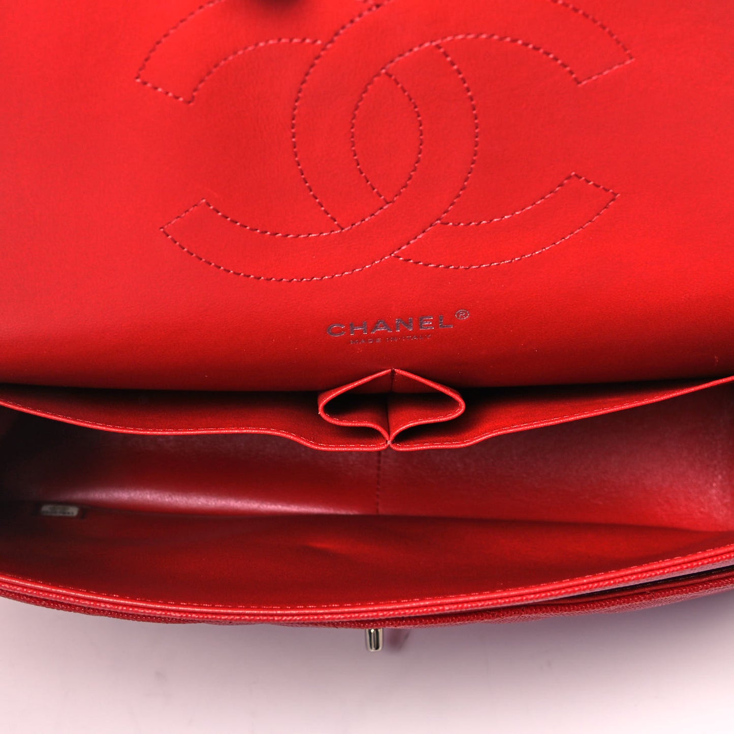 Caviar Quilted Jumbo Double Flap Red