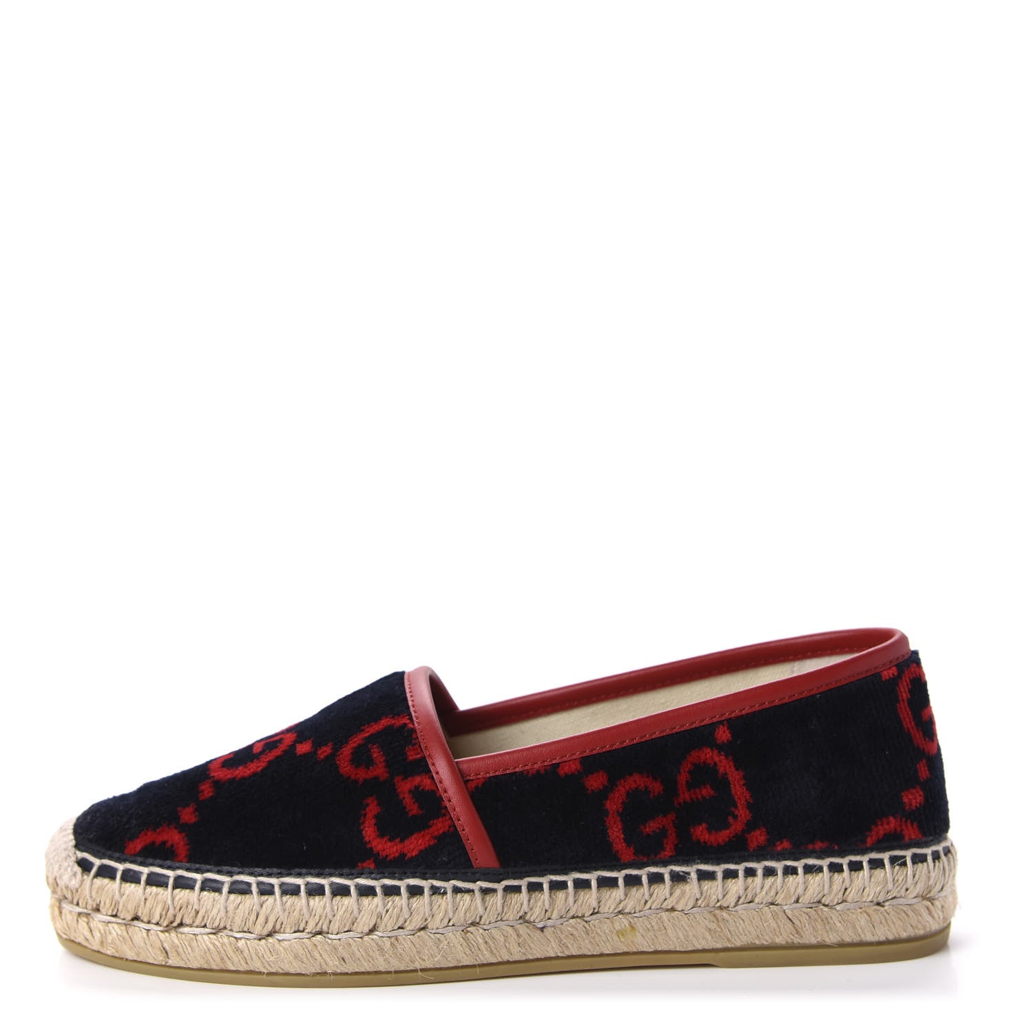 Gucci Terry Cloth GG Monogram Espadrilles 36.5 Blue Red 1 of 13