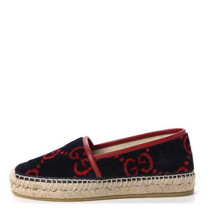 Gucci Terry Cloth GG Monogram Espadrilles 36.5 Blue Red 1 of 13