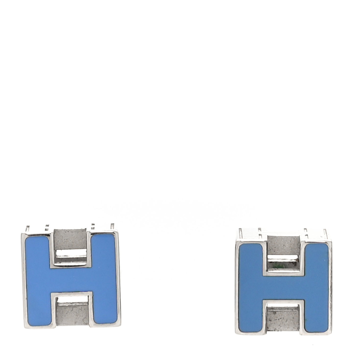 Palladium Lacquered Cage d'H Earrings Bleu Transat