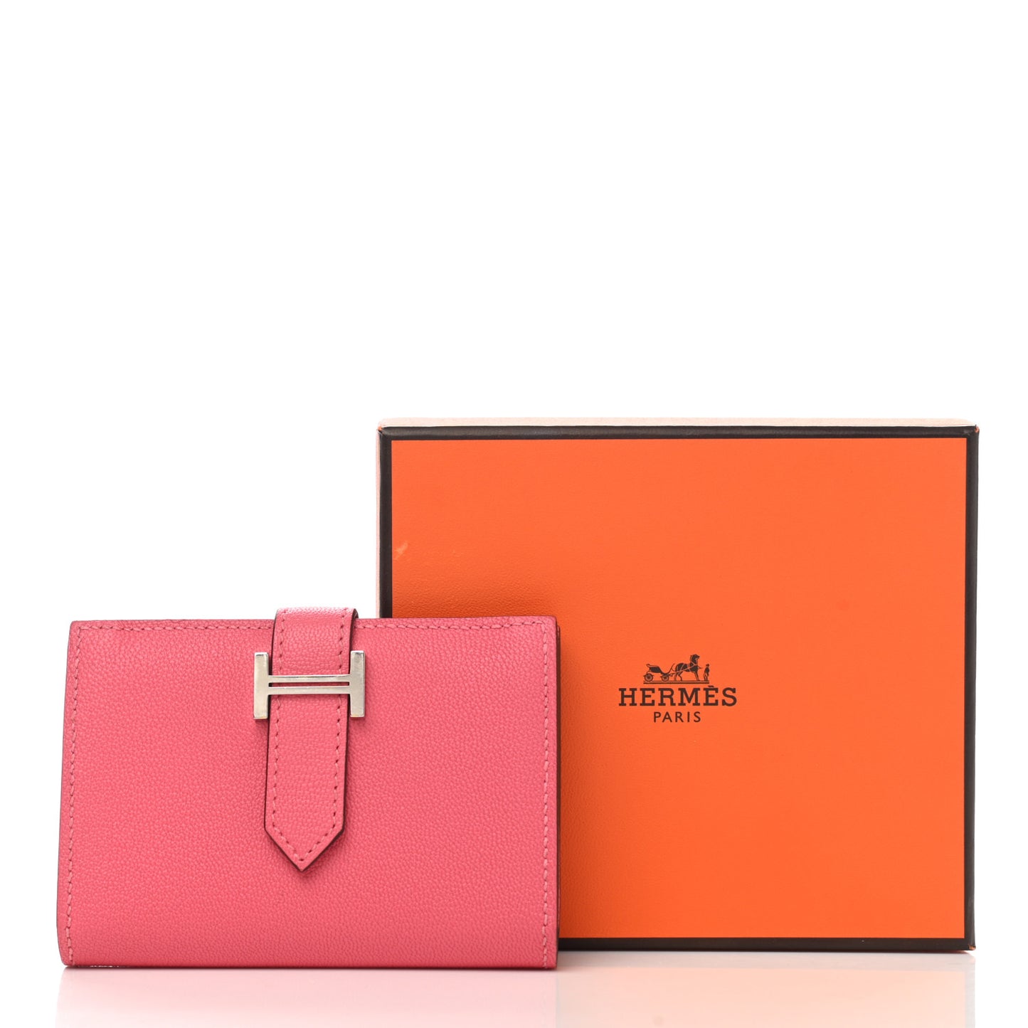 Chevre Mysore Bearn Card Holder Wallet Rose Lipstick