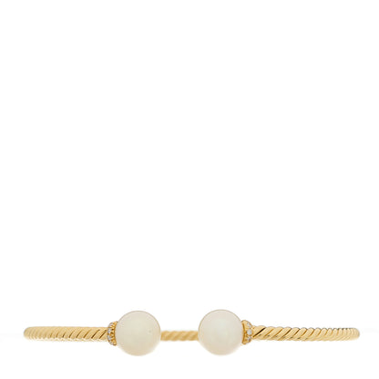 David Yurman 18K Yellow Gold Diamond Pearl 8.5mm Solari Bracelet 1 of 3