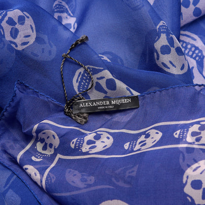Alexander McQueen Silk Degrade Skull Scarf Royal Blue White 4 of 4