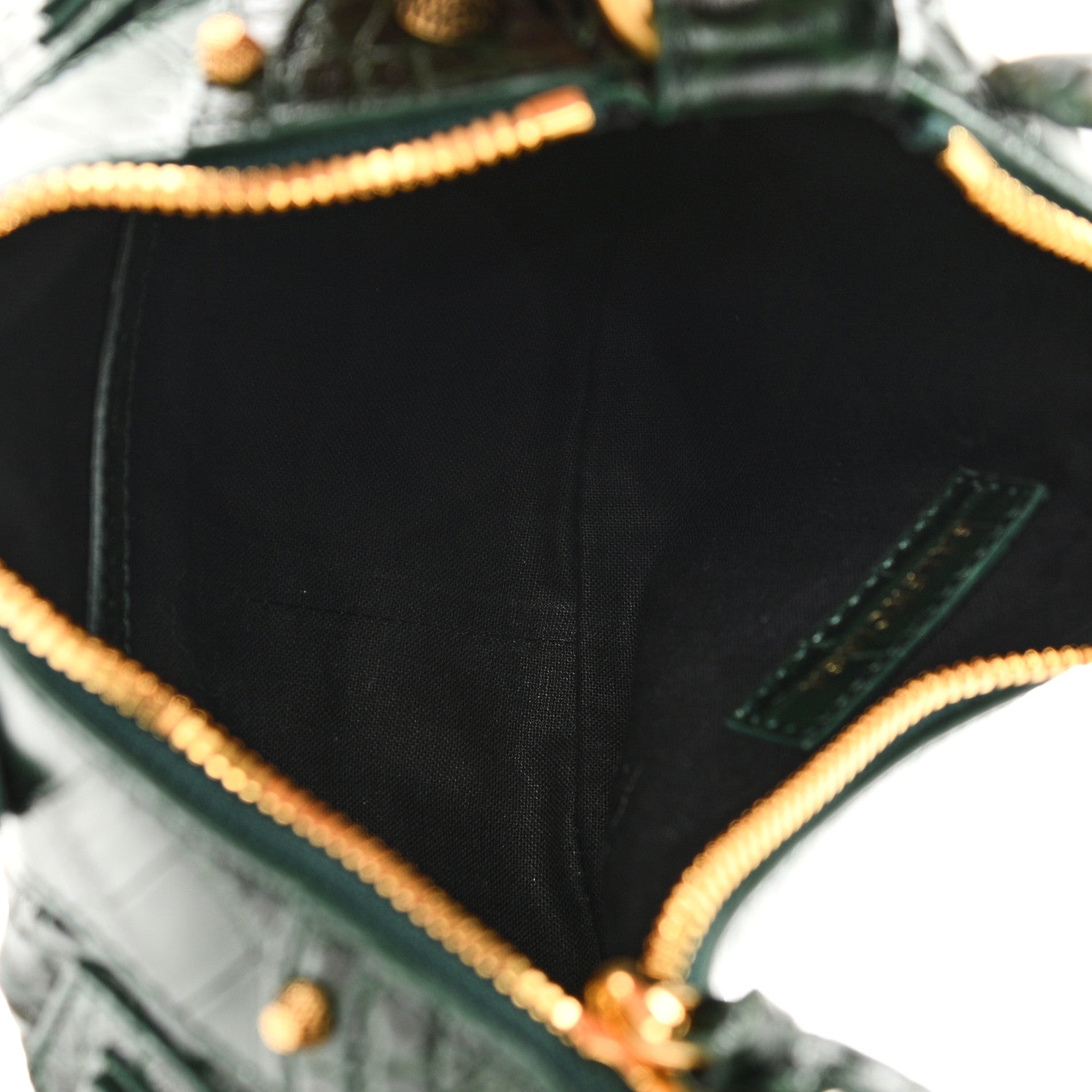 Balenciaga Extra Supple Calfskin Crocodile Embossed Le Cagole Shoulder Bag XS Forest Green 5 of 12