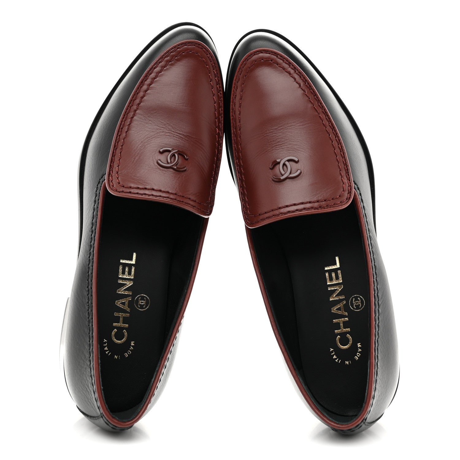 Chanel Calfskin CC Mocassin Loafers 36 Brown Black 2 of 10