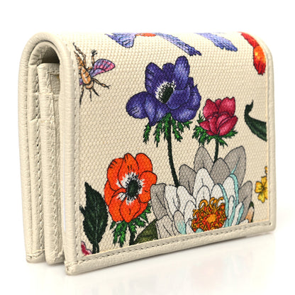 Gucci Canvas Flora Card Case Wallet White 3 of 12