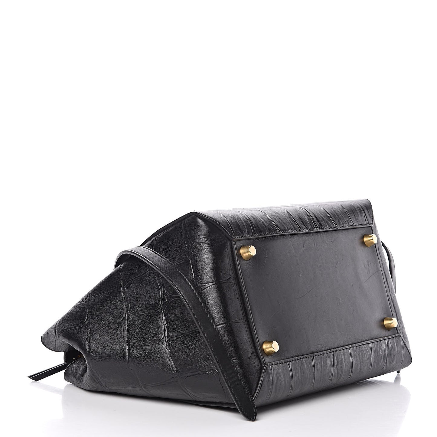 Calfskin Crocodile Embossed Small Belt Bag Black