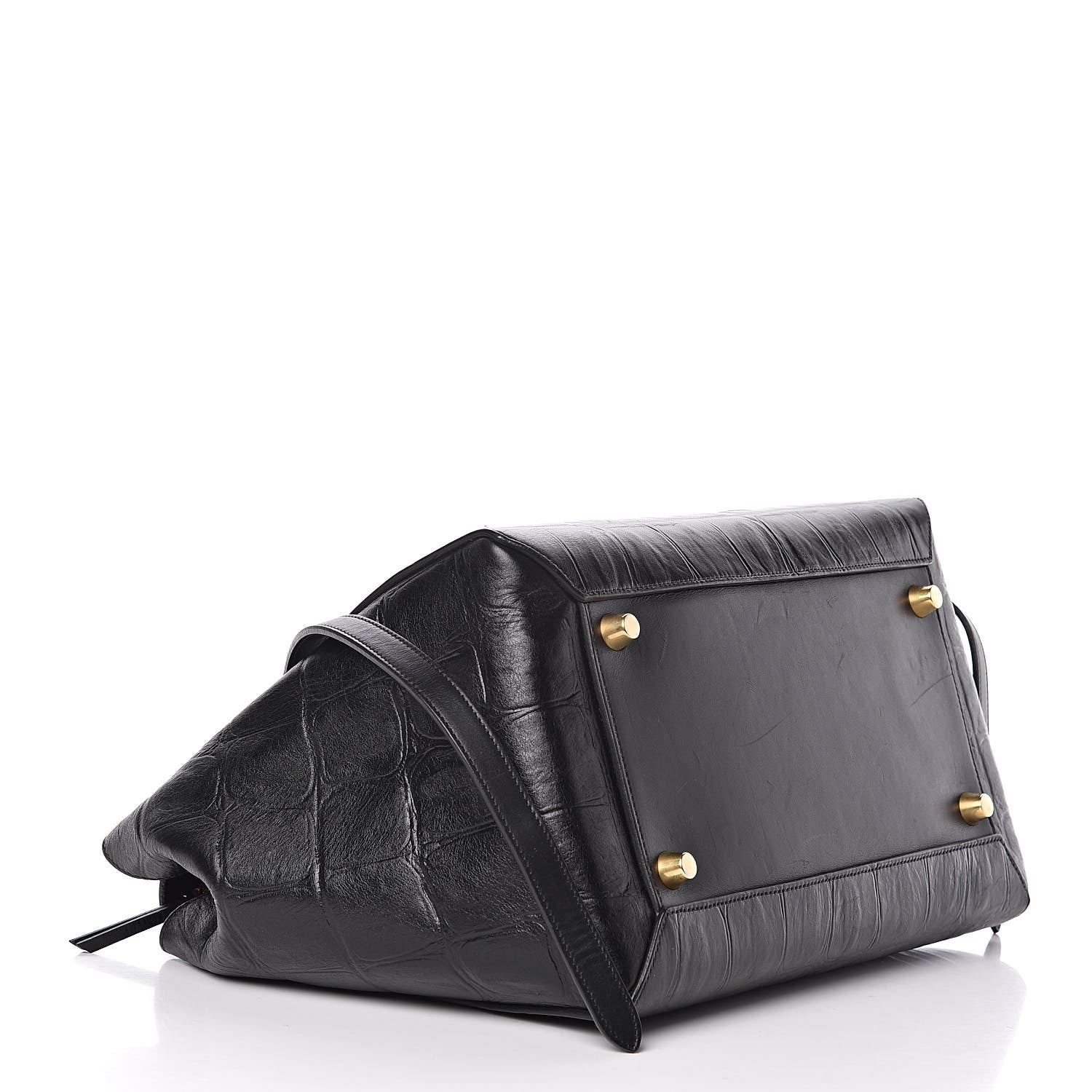 Celine Calfskin Crocodile Embossed Small Belt Bag Black 4 of 15
