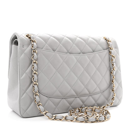 Chanel Caviar Quilted Jumbo Double Flap Light Grey 2 of 9