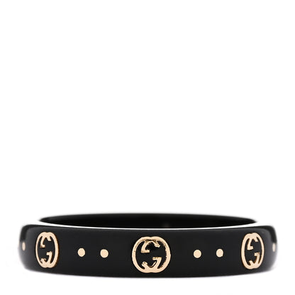 Gucci 18K Yellow Gold Synthetic Corundum Icon Ring 59 8.75 Black 1 of 5