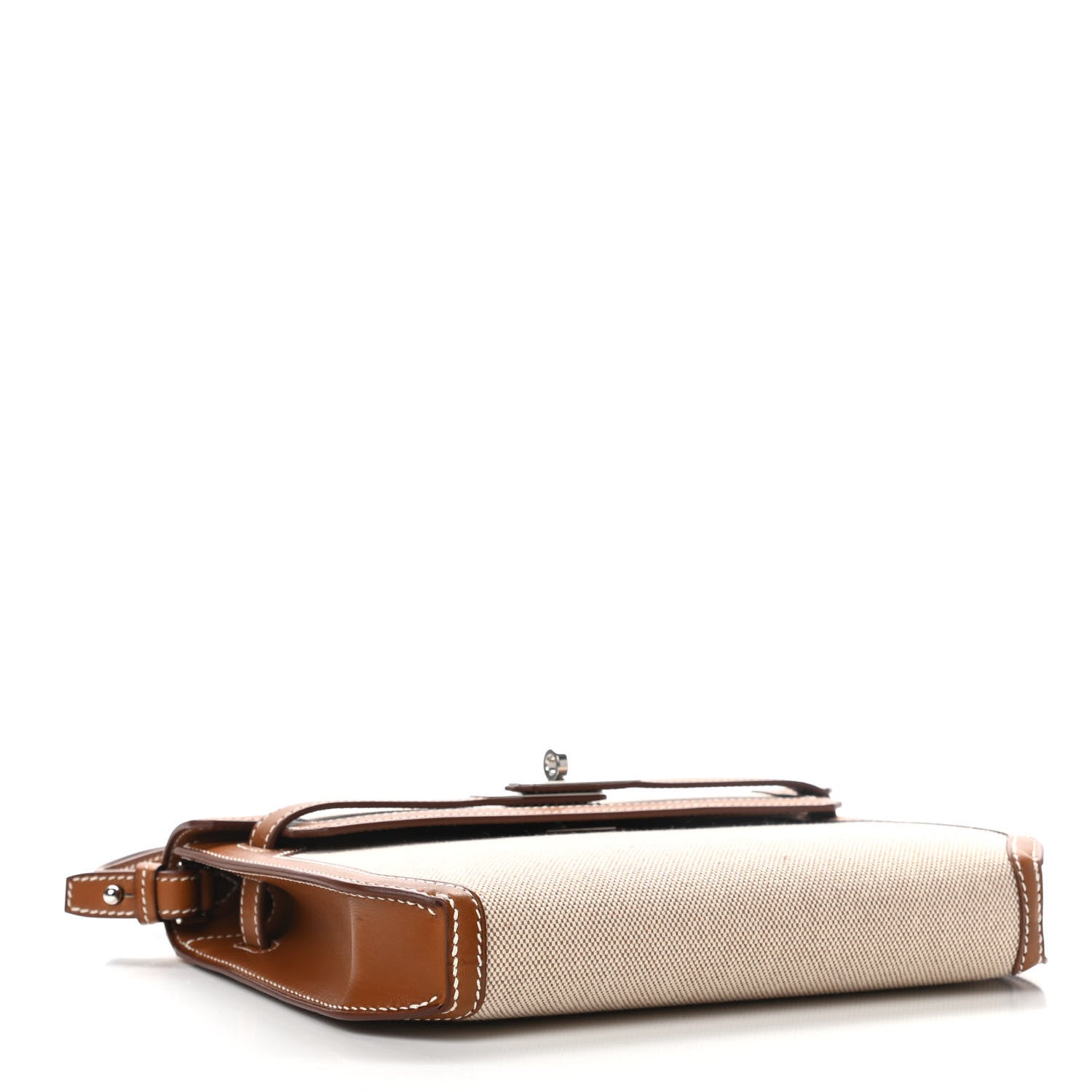 Hermes Toile H Barenia Kelly Depeches 25 Pouch Ecru Beige Fauve 4 of 9