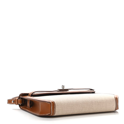 Hermes Toile H Barenia Kelly Depeches 25 Pouch Ecru Beige Fauve 4 of 9