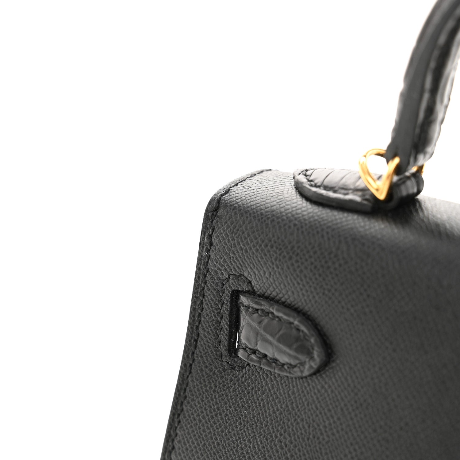 Hermes Madame Calfskin Matte Alligator Mini Kelly Sellier Touch 20 Black 13 of 14